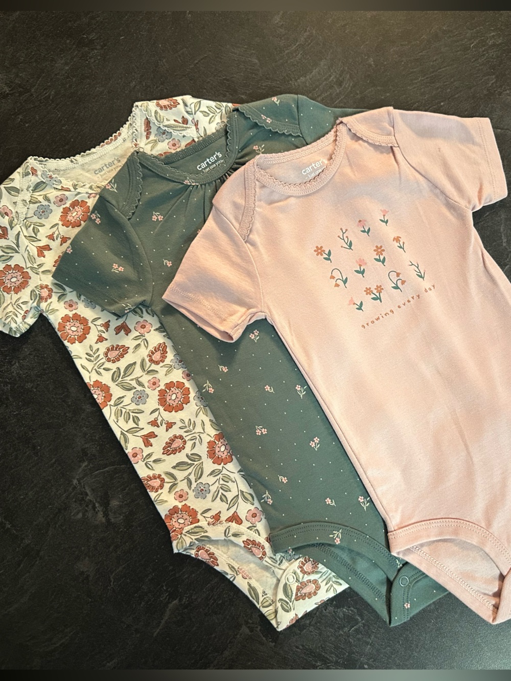 Carter’s Baby Girl 18M Short Sleeve Bodysuit Bundle | Floral & Pink | NWOT